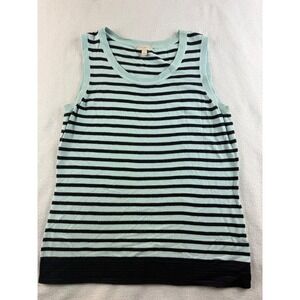 Talbots‎ Striped Tank Top Sleeveless Knit Casual Blue Black Size Small